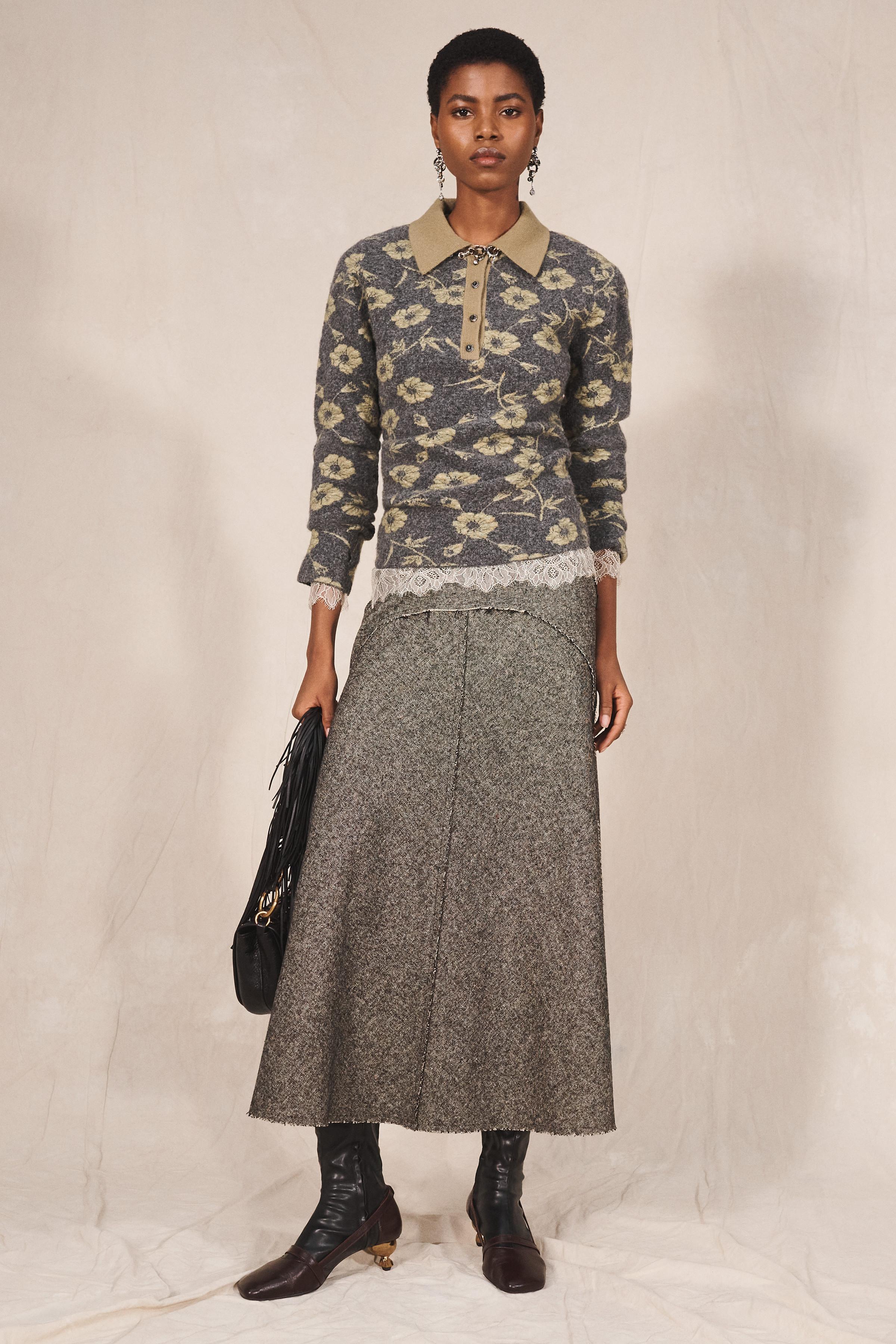 LIMITED EDITION FLORAL JACQUARD POLO COLLAR SWEATER
