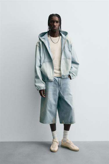 VINTAGE-EFFECT BAGGY FIT DENIM BERMUDA SHORTS - Light blue by Zara - Image 0