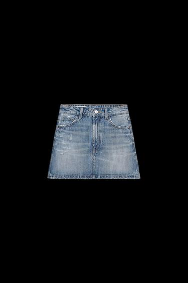 FALDA DENIM TRF ROTOS - Azul de Zara