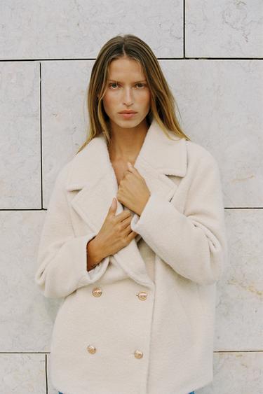 ABRIGO CRUZADO BOUCLÉ - Crudo de Zara