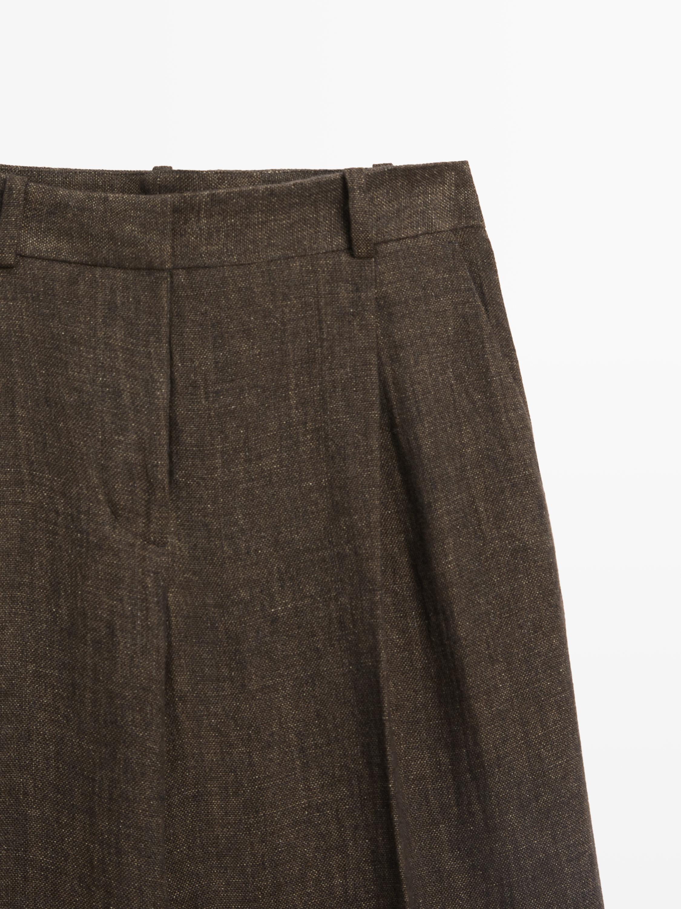 Total look melange linen darted trousers