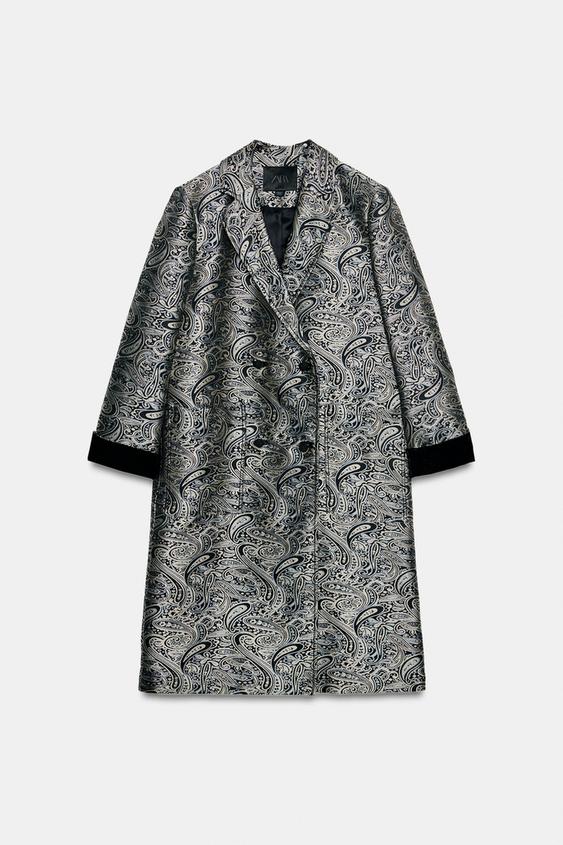 MANTEAU JACQUARD ZW COLLECTION - Gris de Zara - Image 10