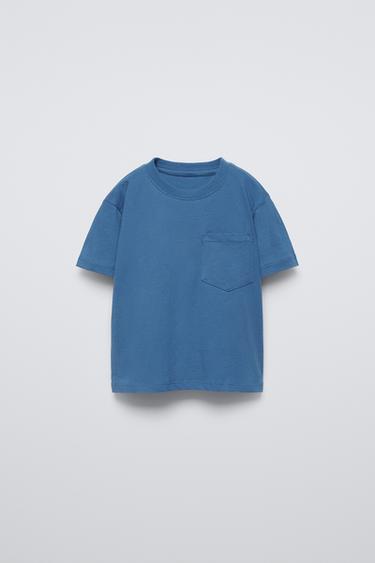 Zara PLAIN POCKET T-SHIRT - Blue