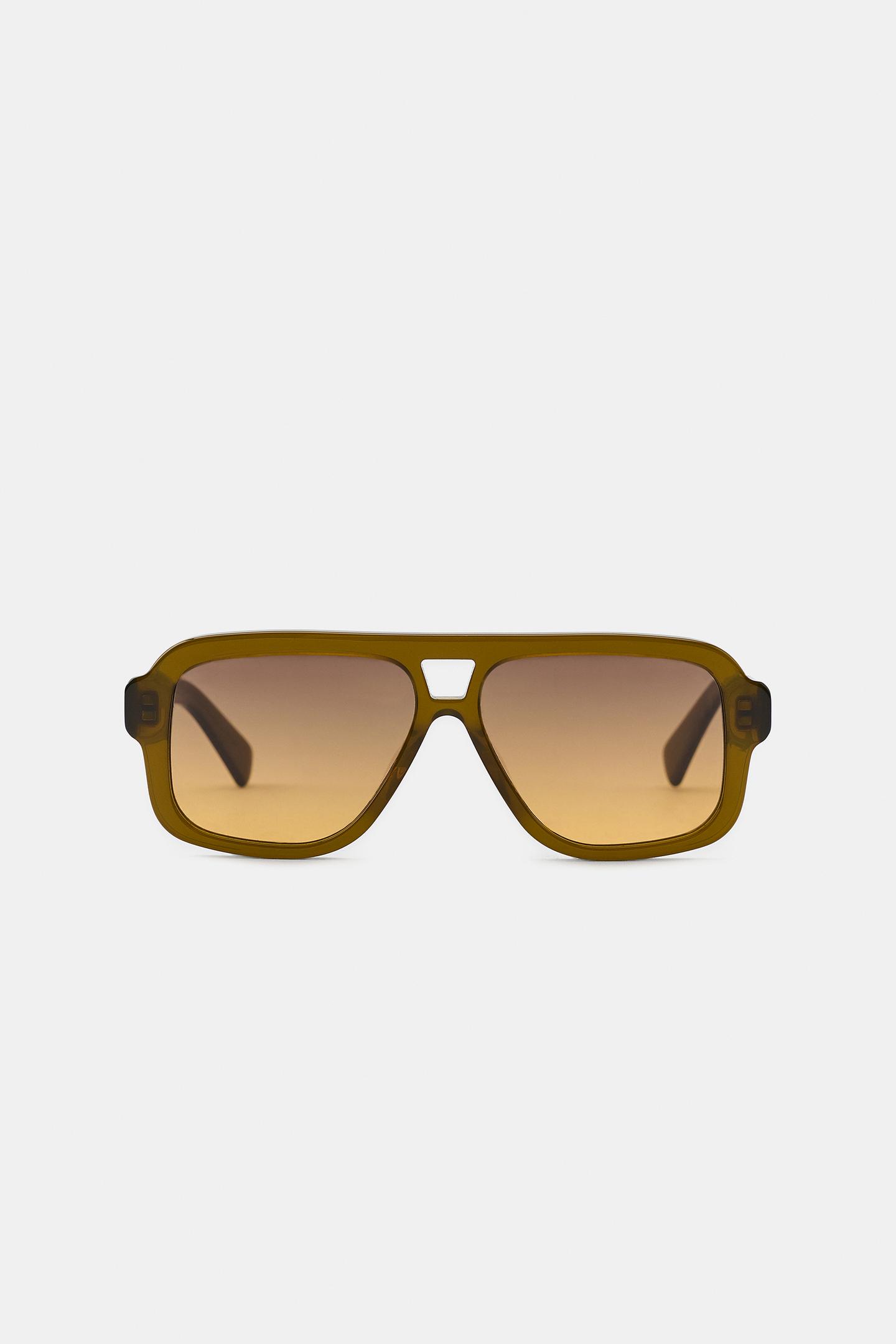 Женские солнцезащитные очки Zara Aviator, цвет: Коричневый — фото 2