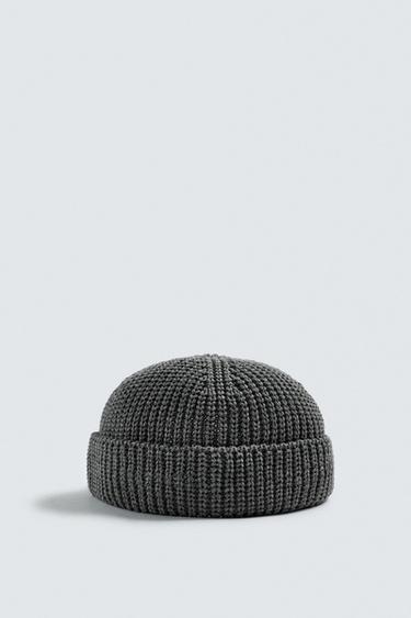 Zara SHORT KNIT HAT - Gray