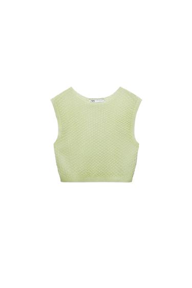 TEXTURED KNIT SEMI-SHEER TOP