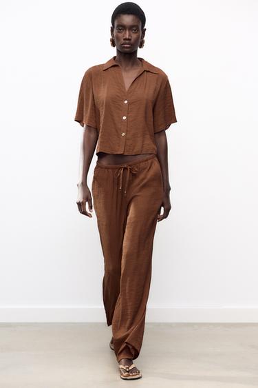 WEITE HOSE MIT ELASTISCHEM BUND - Terrakotta von Zara