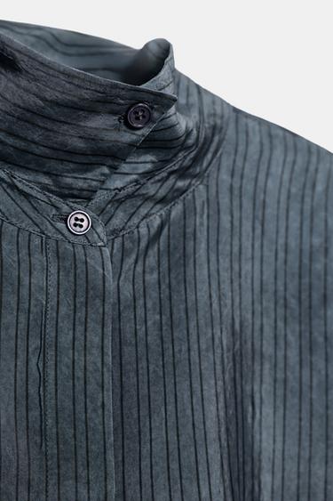 OVERSIZE FLOWING STRIPED SHIRT ZW COLLECTION - Blue by Zara - Image 7