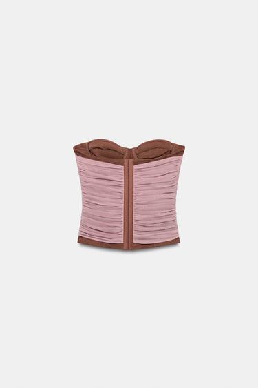 CONTRAST TULLE CORSET - Pink / Mauve by Zara - Image 5