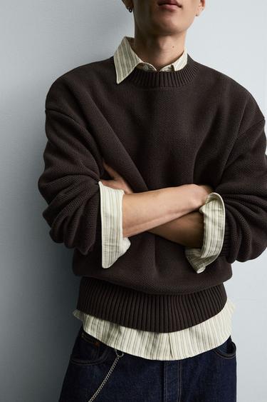 COTTON TEXTURE SWEATER - Chocolate by Zara - Image 4