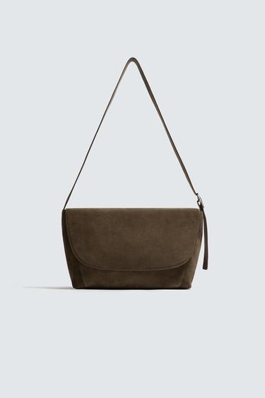 LEATHER CROSSBODY BAG - Brown by Zara