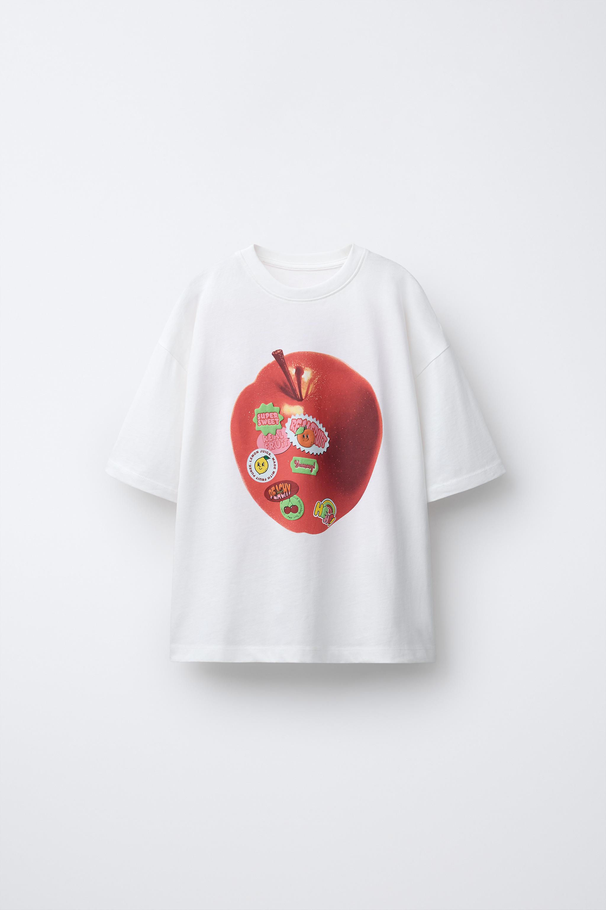 APPLE LABEL PRINT T-SHIRT - Oyster-white | ZARA South Africa