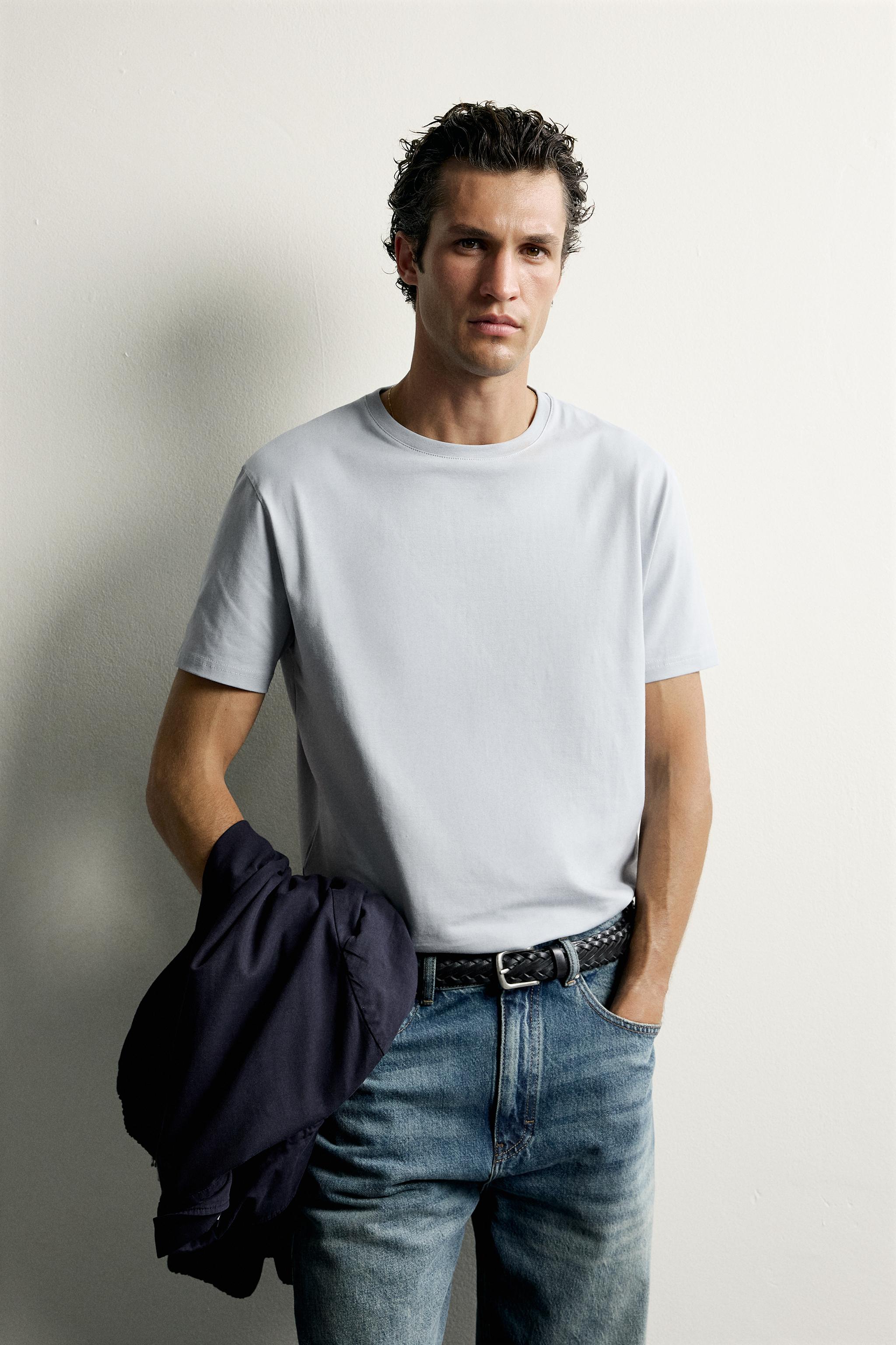 Мужские футболки Zara BASIC MEDIUM WEIGHT T-SHIRT /02 — фото 2