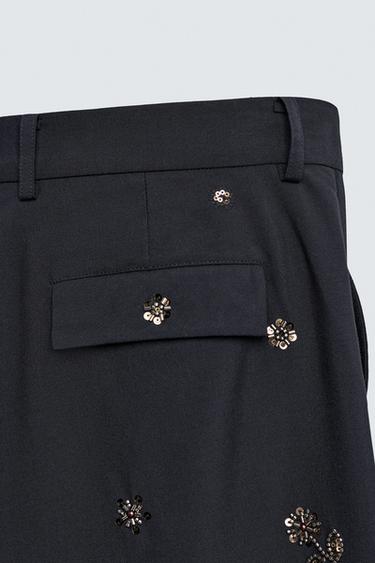 RELAXED FIT SEQUIN TROUSERS - Dark navy by Zara - Image 9