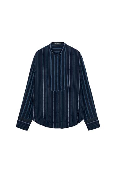 CAMISA PECHERA RAYAS ZW COLLECTION - Índigo de Zara