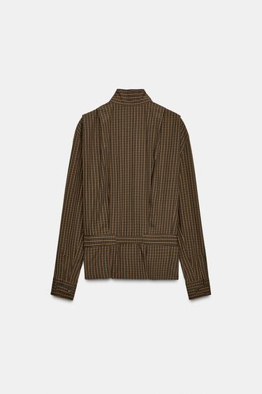 CHECK COTTON SHIRT WITH BOW ZW COLLECTION - orange-green by Zara - Image 8