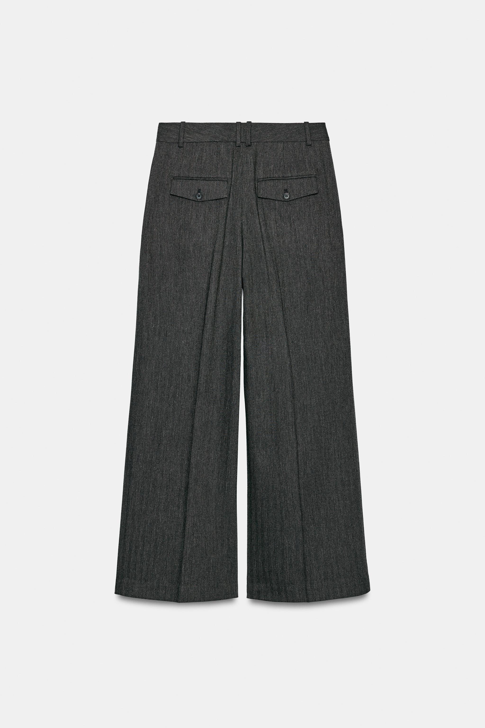ZW COLLECTION HERRINGBONE WIDE-LEG PANTS