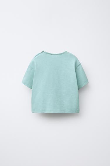 T-SHIRT APPLIQUÉ PALMIER - Bleu / Vert de Zara - Image 1