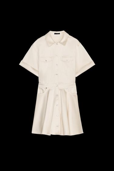 Zara SHORT SWING DRESS - Beige - Image 0