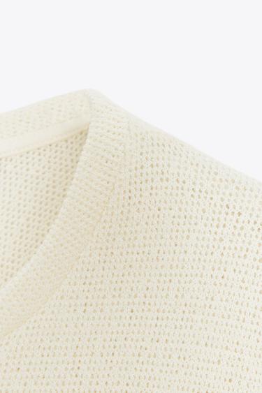 TOP EN MAILLE AJOURÉ - Blanc cassé de Zara - Image 8