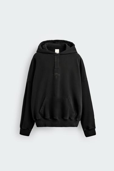 Zara HOODIE POUCH POCKET SWEATSHIRT X SR_A - Black