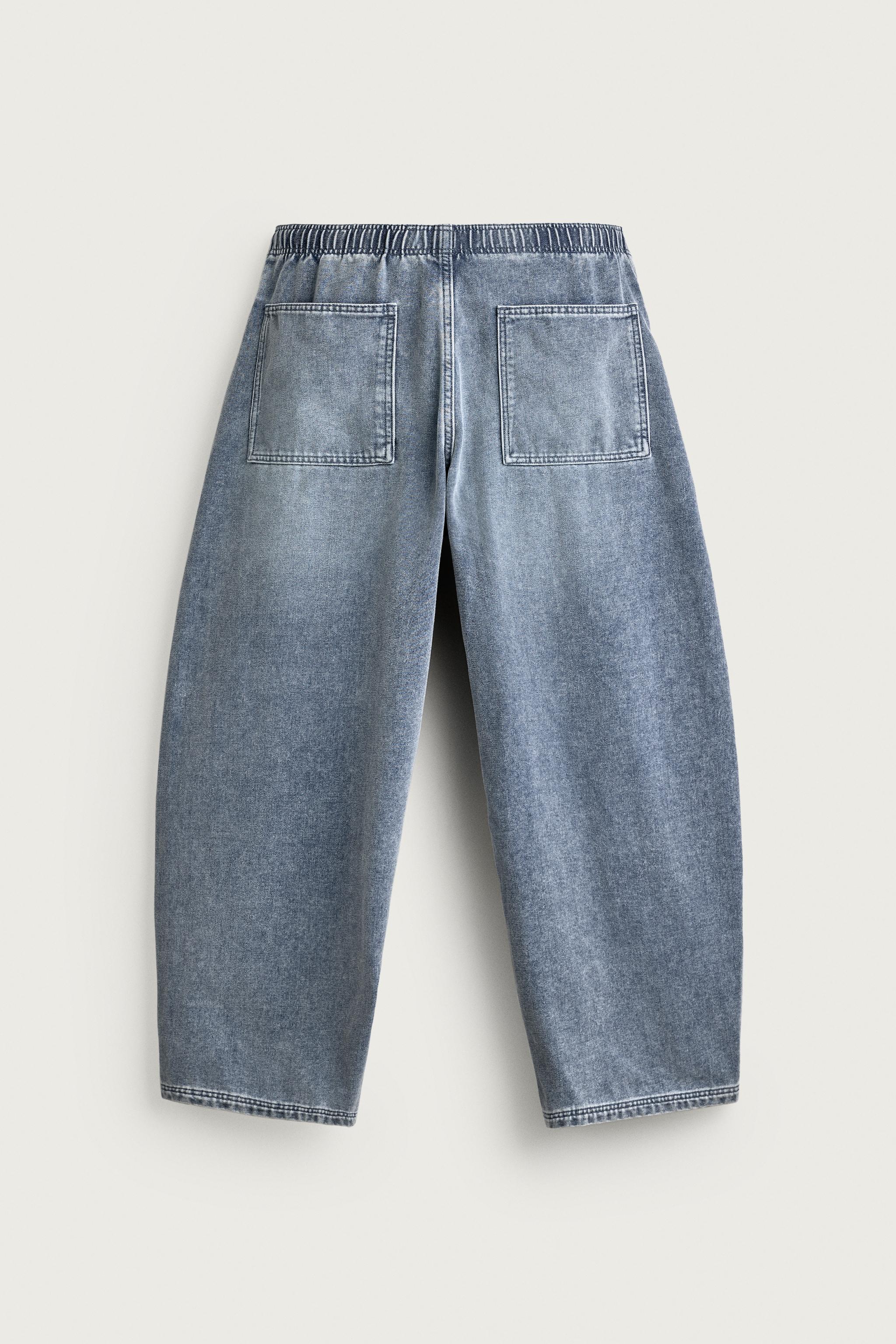 FLEECE DENIM BALLOON FIT PANTS