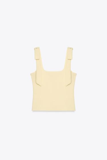 TOP LACETS STRETCH - Jaune clair de Zara - Image 7