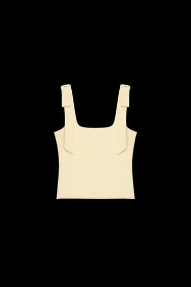 TOP LAZOS STRETCH - Amarillo claro de Zara