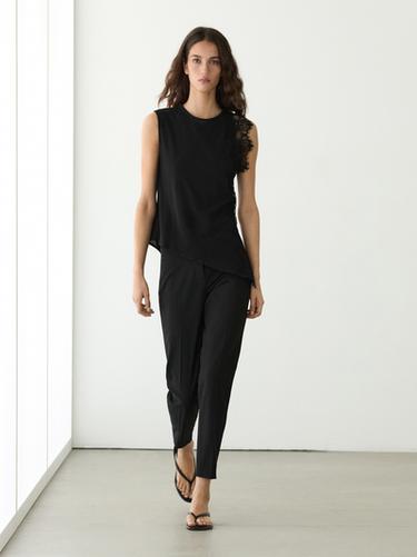 Zara Sleeveless top with lace detail - Black - Image 0