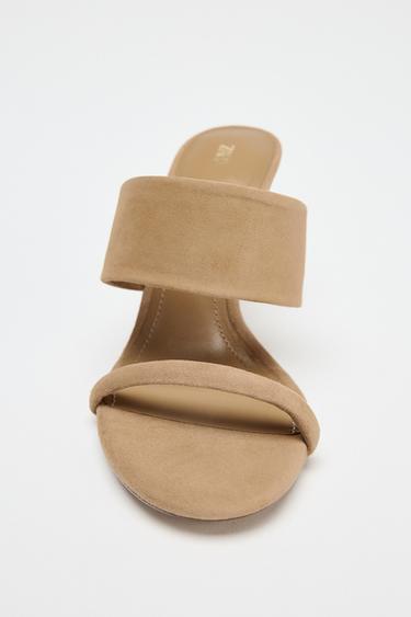 SANDALES À TALONS ET BRIDES EN DAIM - Beige clair de Zara - Image 4