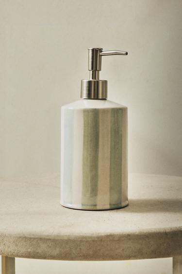 STRIPED CERAMIC SOAP DISPENSER - Blues by Zara