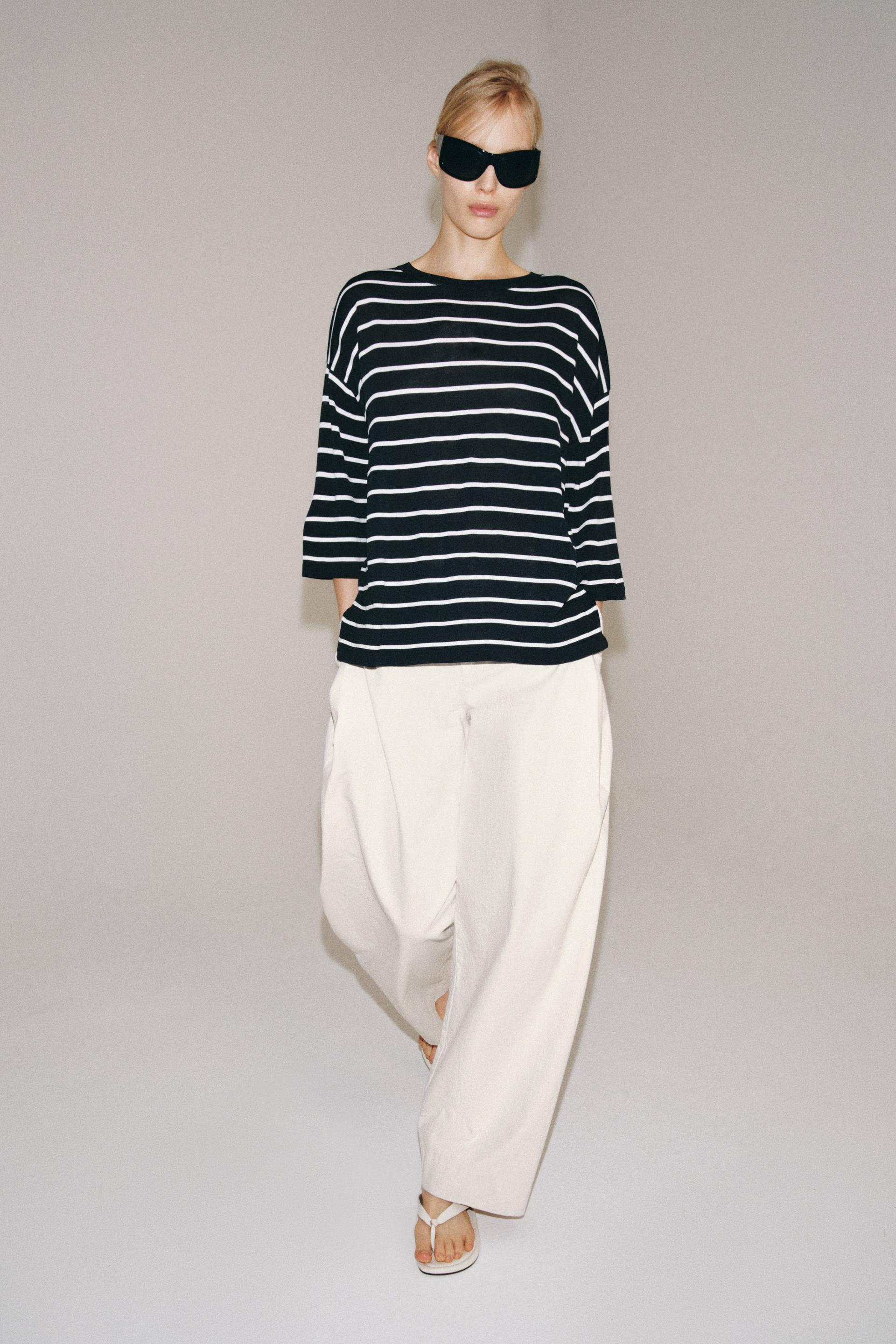 THREE-QUARTER SLEEVE KNIT TOP - angle 1