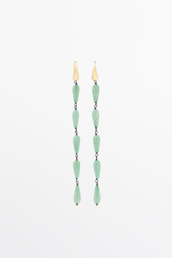 Zara Gemstone dangle earrings - Golden - Image 0