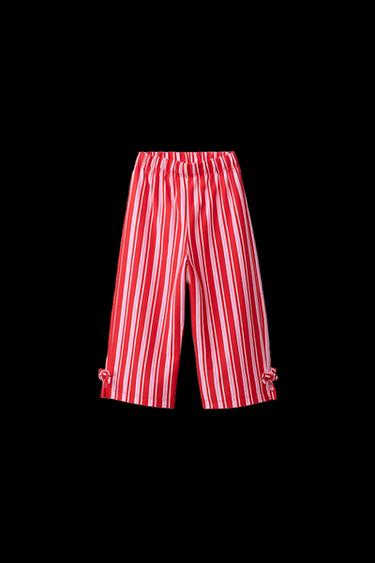 HOSE MIT STREIFEN UND SCHLEIFENDETAIL - Leuchtend Rot von Zara