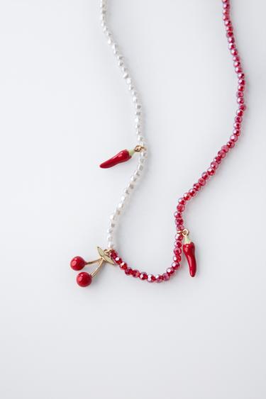 PEPPER AND CHERRY BEADED PENDANT - Red by Zara - Image 2