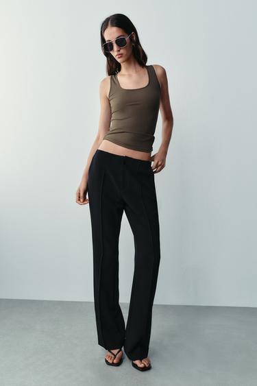 POLYAMIDE WIDE STRAP T-SHIRT - Khaki by Zara