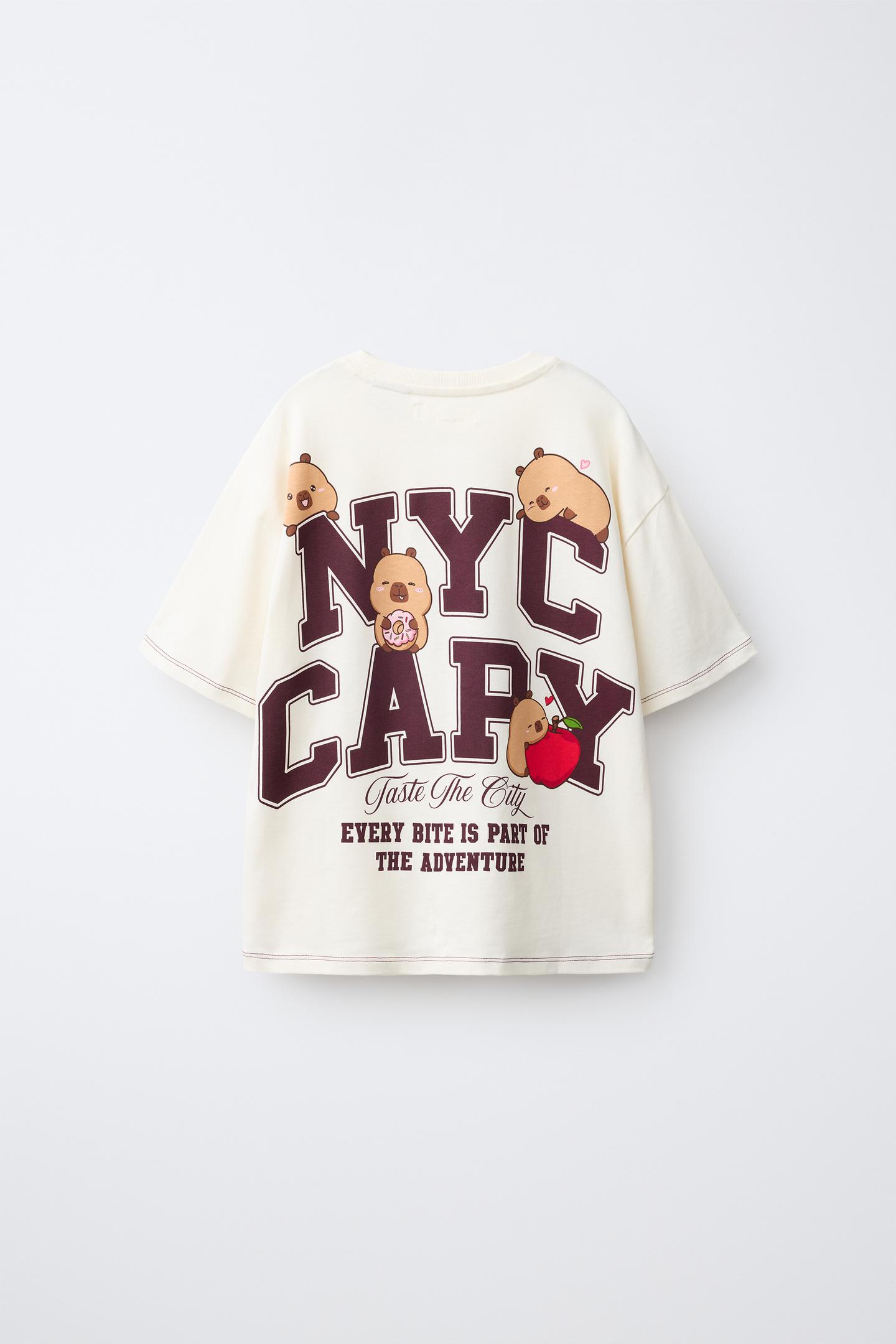 Детская футболка Zara Capibara Capyfun Print, цвет: Бежевый — фото 2