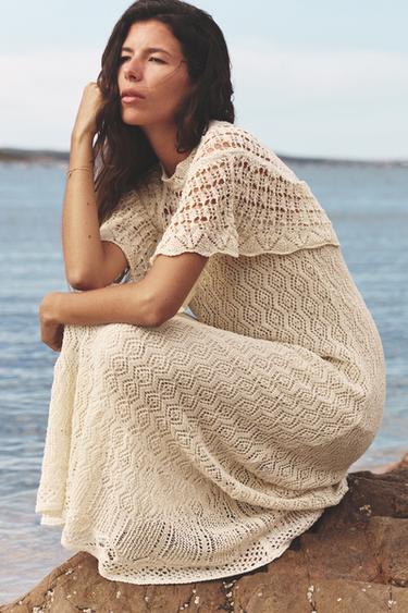 POINTELLE KNIT MAXI DRESS - Ecru by Zara - Image 3