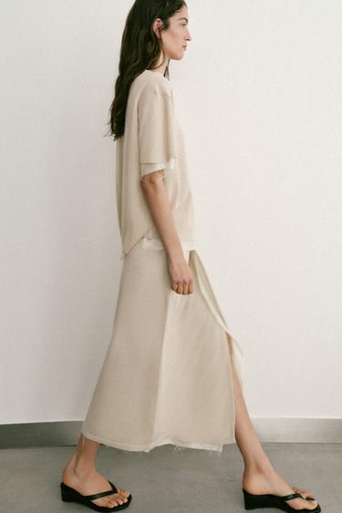 JUPE PARÉO EN MAILLE BIMATIÈRE - Beige clair de Zara - Image 3