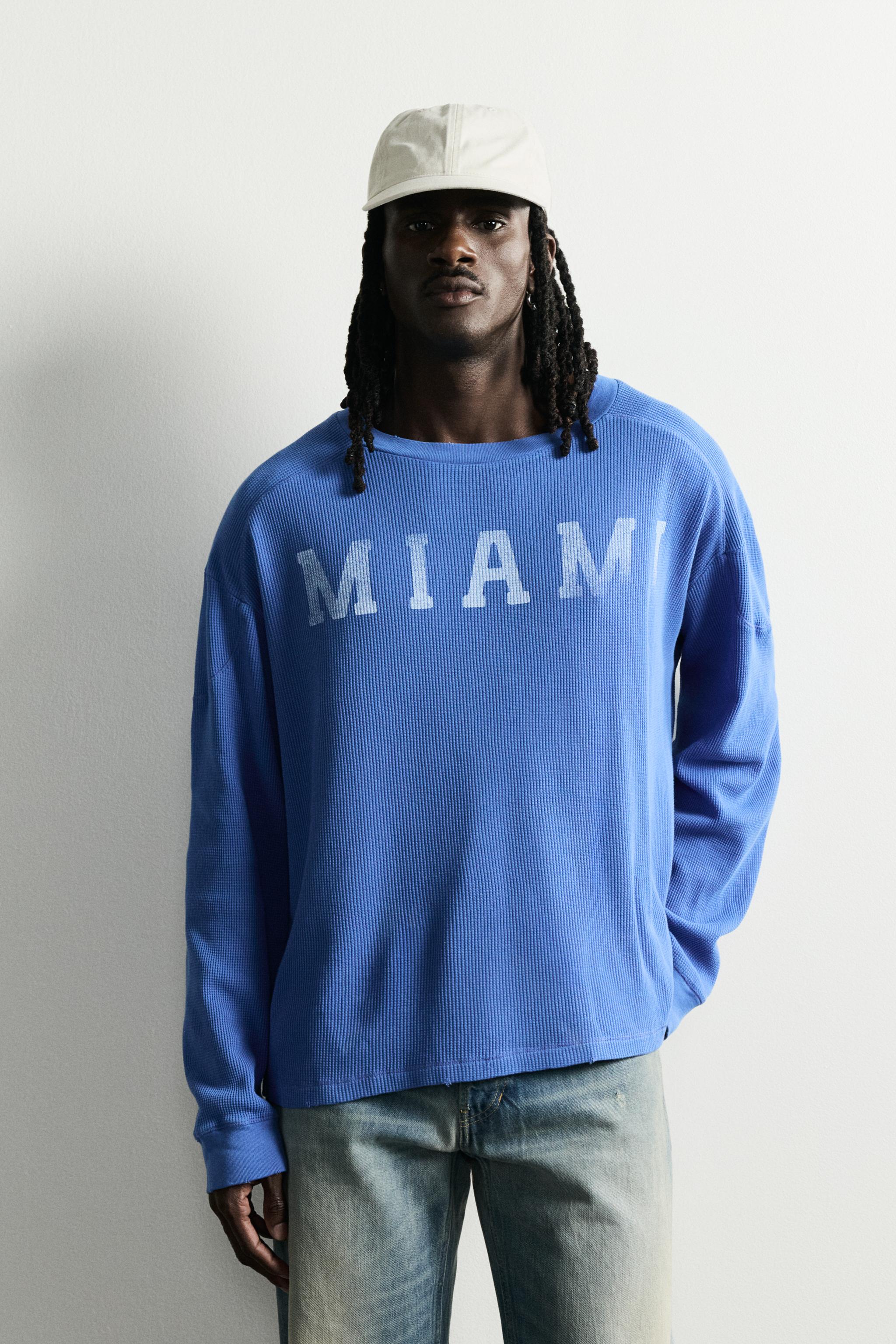 MIAMI WAFFLE KNIT T-SHIRT — Blue