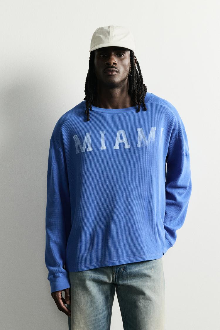 MIAMI WAFFLE-KNIT TEXTURE T-SHIRT
