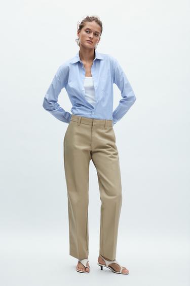 Zara STRIPED POPLIN SHIRT ZW COLLECTION - Blue / White - Image 0