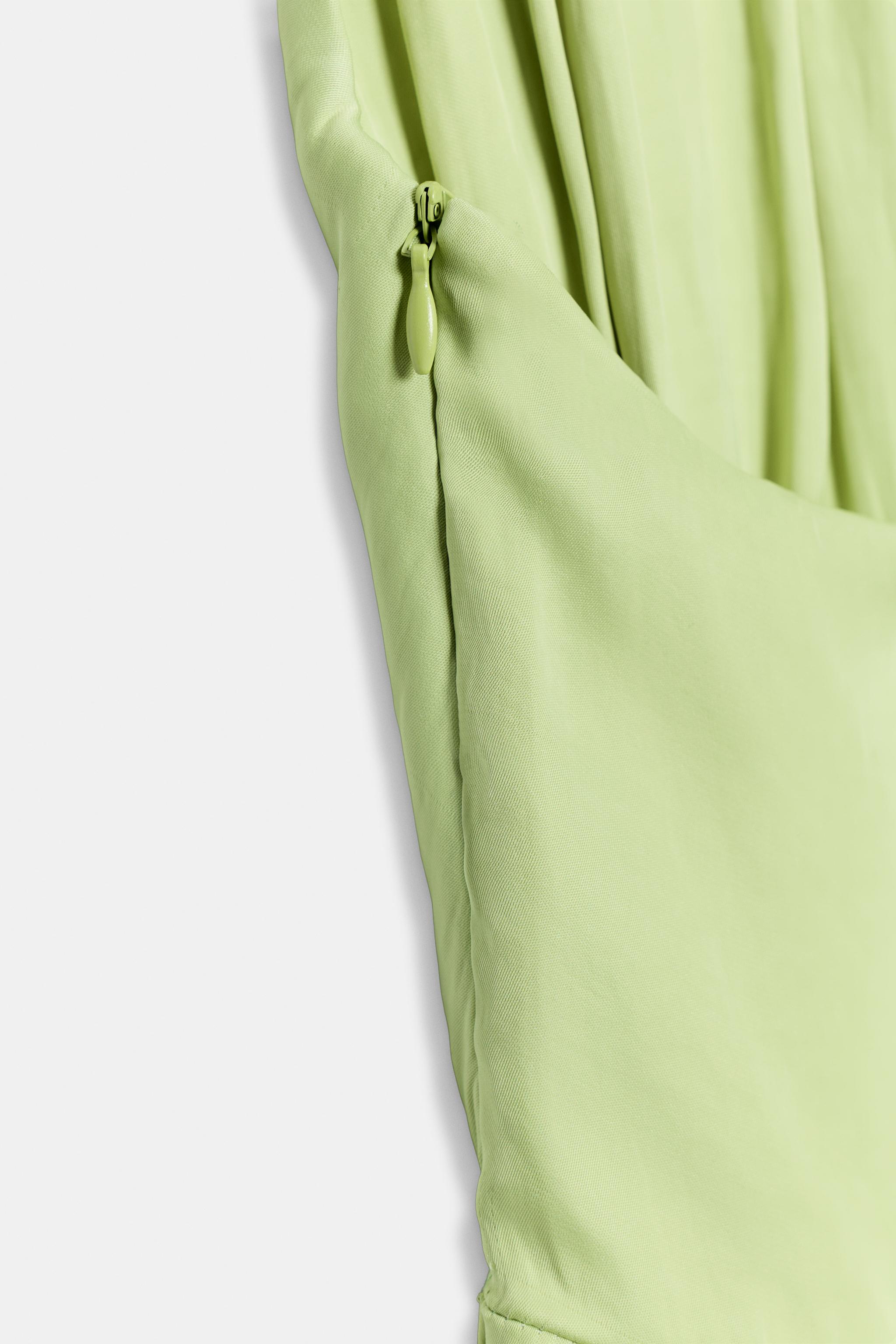 ASYMMETRIC SATIN EFFECT KNOTTED DRESS