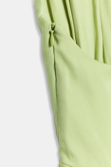 ROBE ASYMÉTRIQUE SATINÉE AVEC NŒUD - Vert de Zara - Image 9