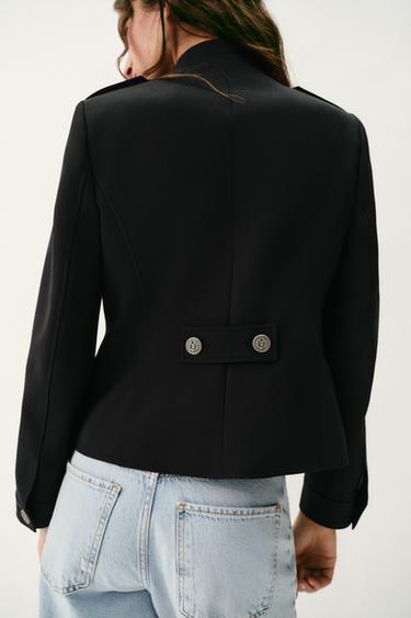 VESTE CINTREE BOUTONS EPAULETTES - Noir de Zara - Image 4