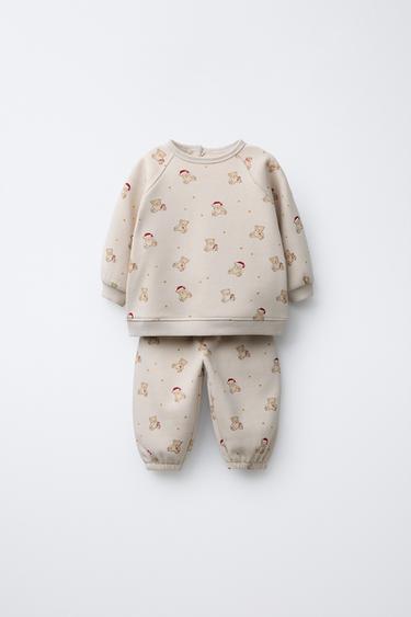 BEARS SWEATSHIRT AND JOGGER TROUSERS SET - Ecru by Zara - Image 0