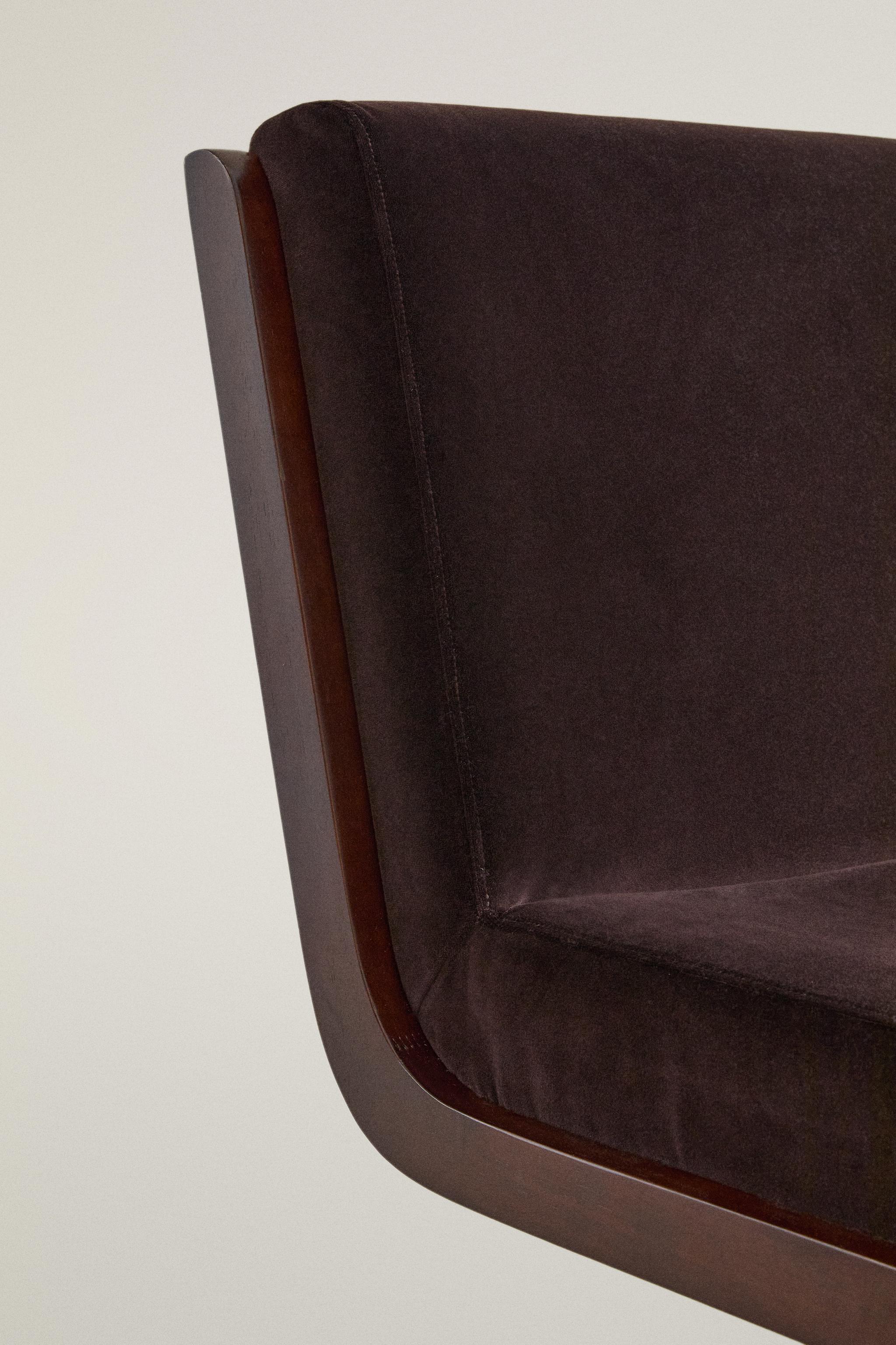 VELVET WOOD ACCENT CHAIR - Chocolate | ZARA United States
