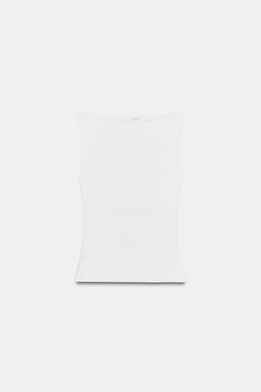 RIBBED TOP - White by Zara