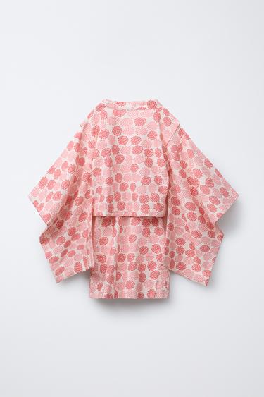 2-6 ANS/ ENSEMBLE YUKATA IMPRIMÉ FLEURS KIMONO ET ROBE - Rose de Zara - Image 1
