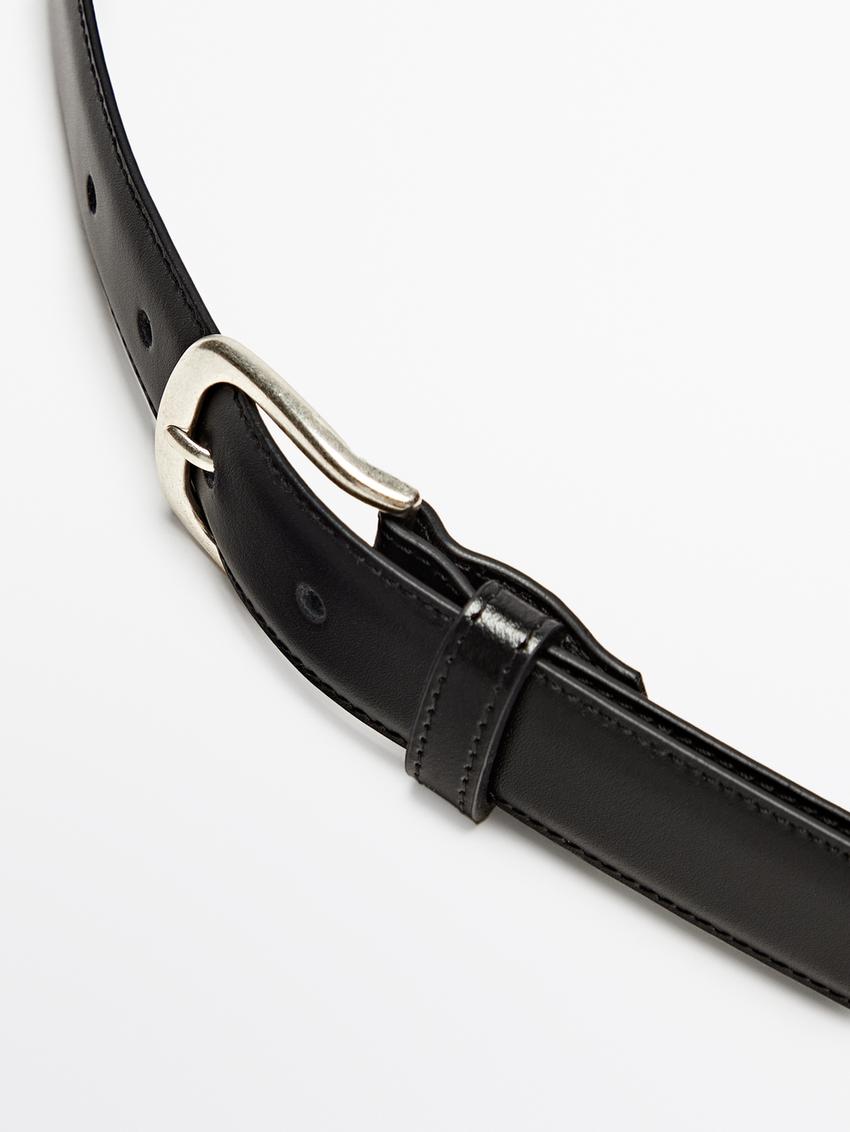 zara black leather belt